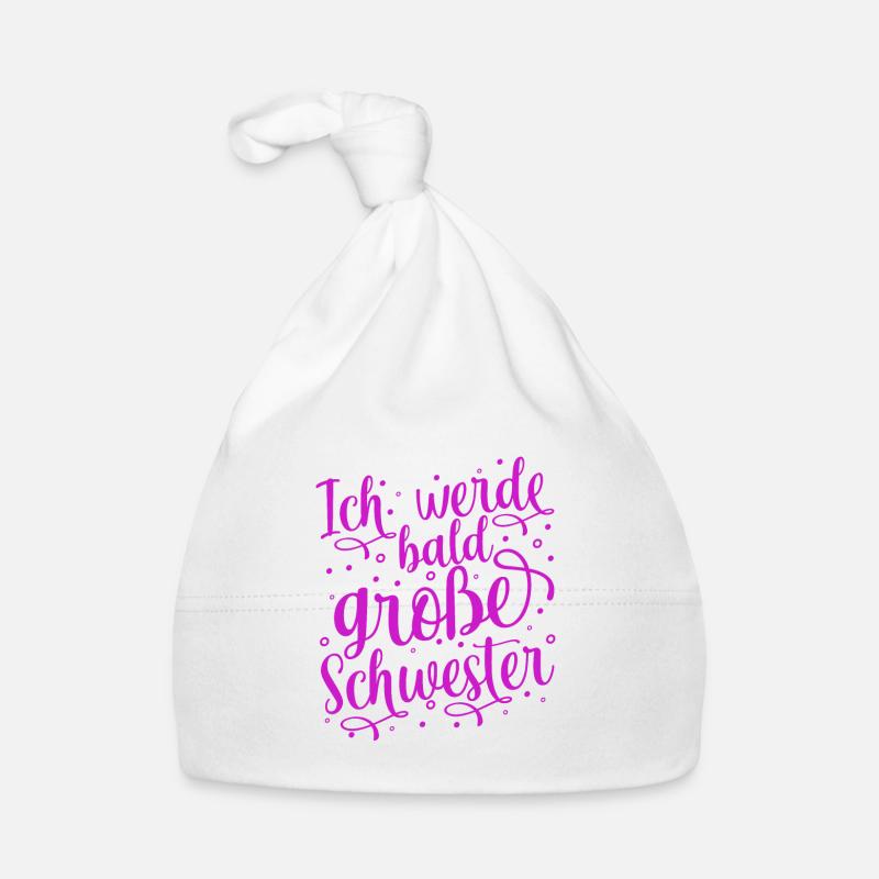 Ich werde große Schwester - Baby Bio-Mütze - Weiß