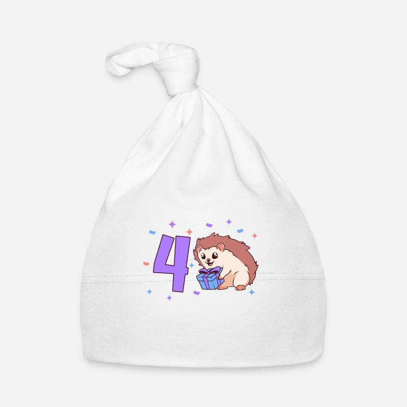 With hedgehog - children's birthday 4 years Organic Baby Cap