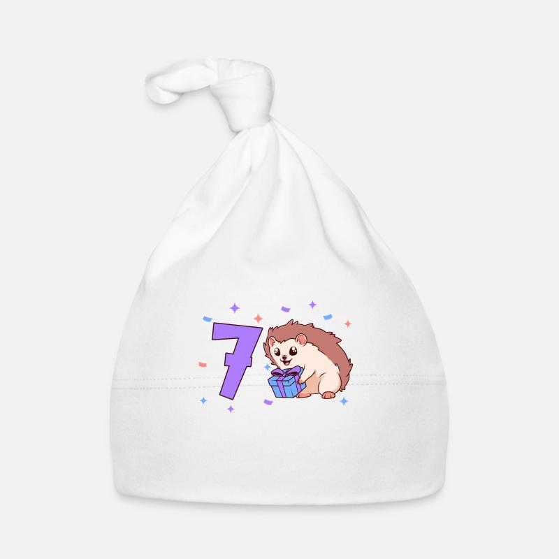 With Hedgehog - Children's Birthday 7 Years Organic Baby Cap