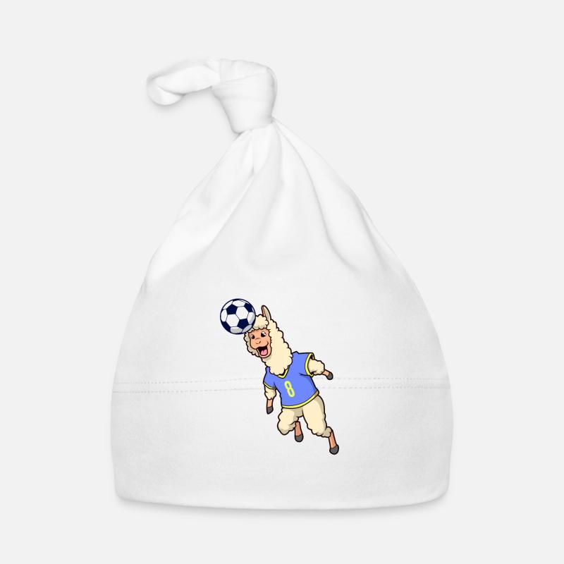 Comic llama playing football Organic Baby Cap