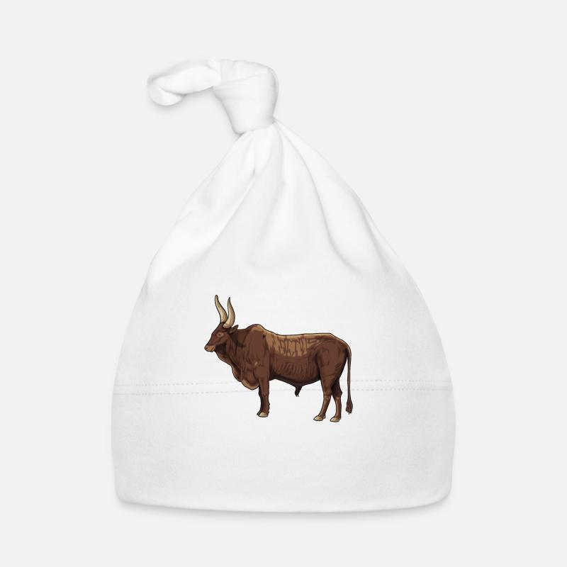 Zeichnung eines Ankole Rind - Baby Bio-Mütze - Weiß