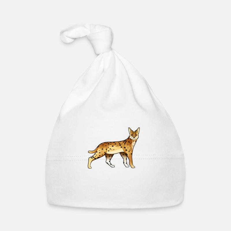 Zeichnung eines Serval Baby Bio-Mütze