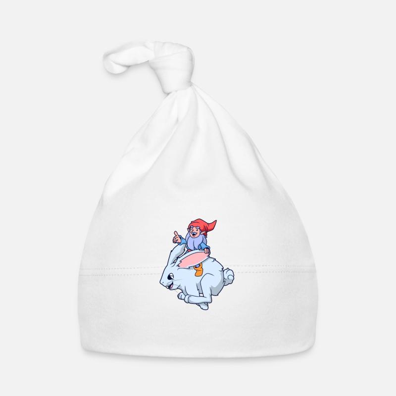 Gartenzwerg reitet Hase Baby Bio-Mütze
