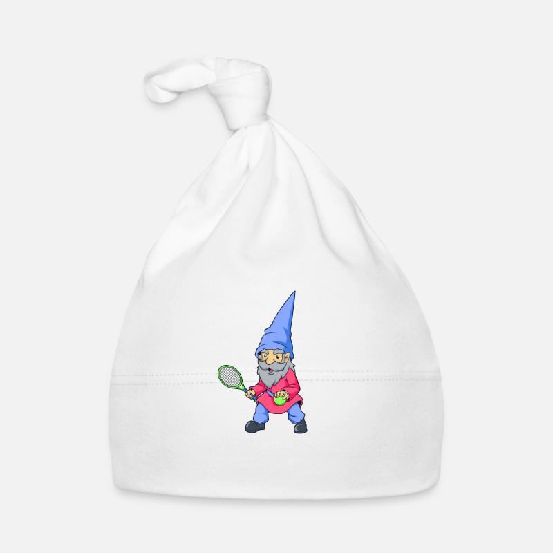 Comic garden gnome plays tennis Organic Baby Cap