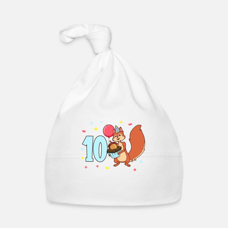 Avec des écureuils - anniversaire des enfants 10 ans Bonnet bio Bébé