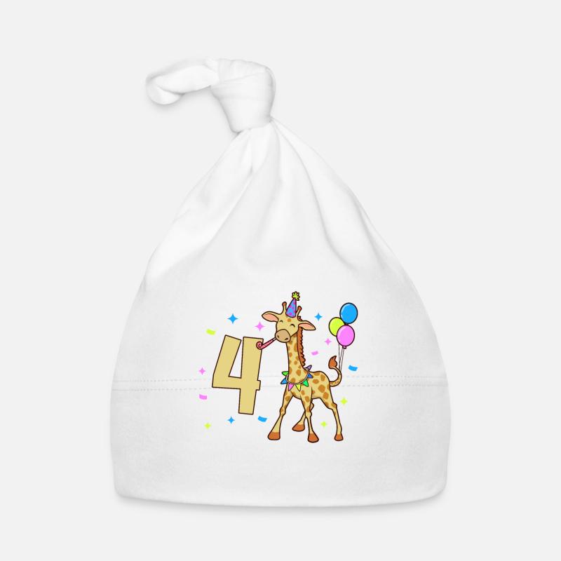 Mit Giraffe - Kinder Geburtstag 4 Jahre Baby Bio-Mütze