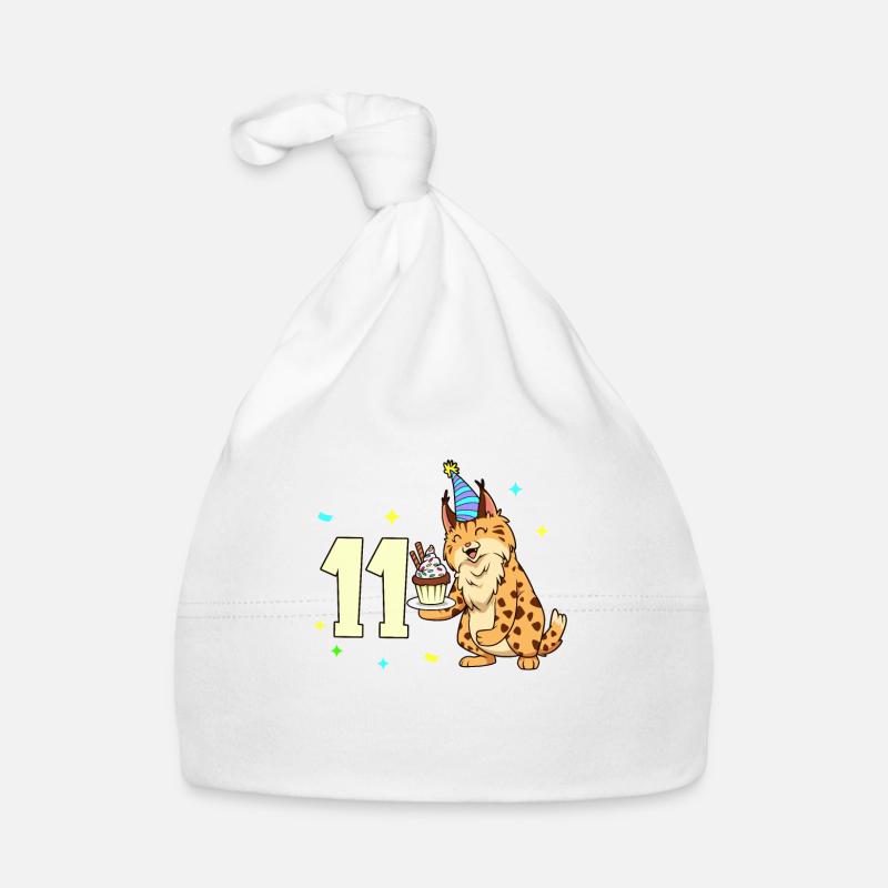 Avec lynx - anniversaire des enfants 11 ans - Bonnet bio Bébé - blanc