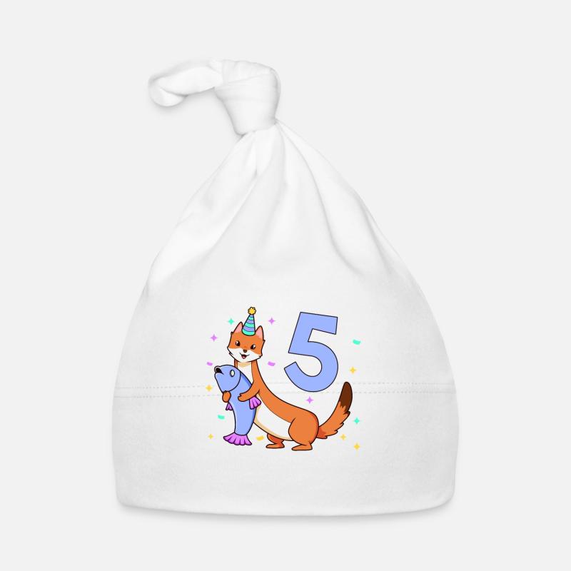 Mit Wiesel - Kinder Geburtstag 5 Jahre Baby Bio-Mütze