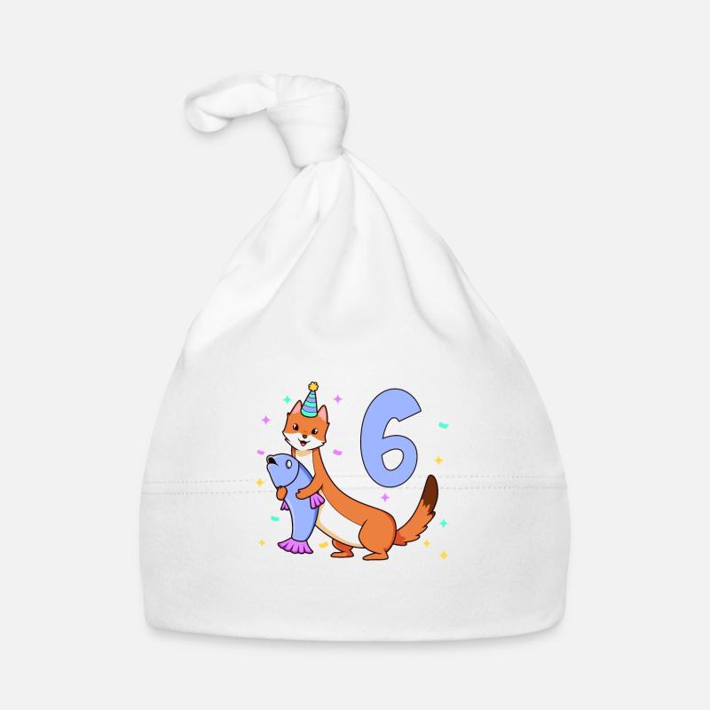 Mit Wiesel - Kinder Geburtstag 6 Jahre Baby Bio-Mütze
