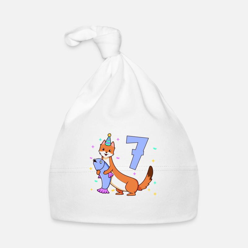 Mit Wiesel - Kinder Geburtstag 7 Jahre Baby Bio-Mütze