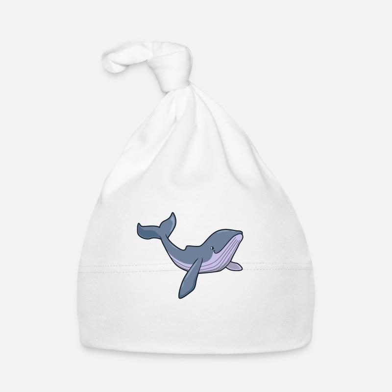 Baleine kawaii - Baleine à bosse - Bonnet bio Bébé - blanc