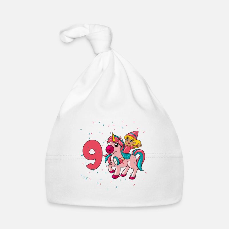 Mit Einhorn - Mädchen Geburtstag 9 Jahre Baby Bio-Mütze