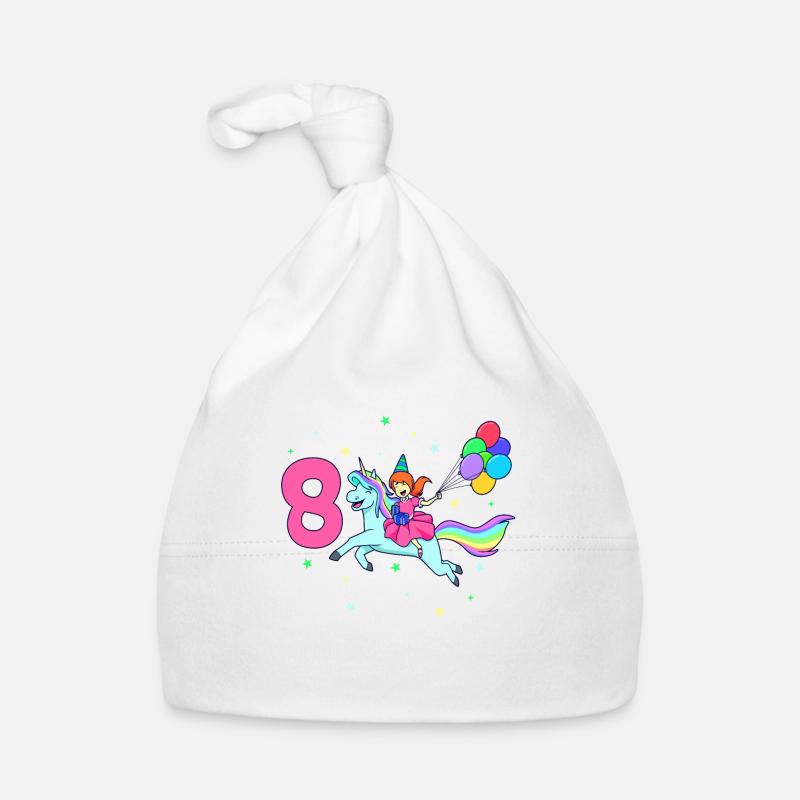 Mit Einhorn - Mädchen Geburtstag 8 Jahre Baby Bio-Mütze