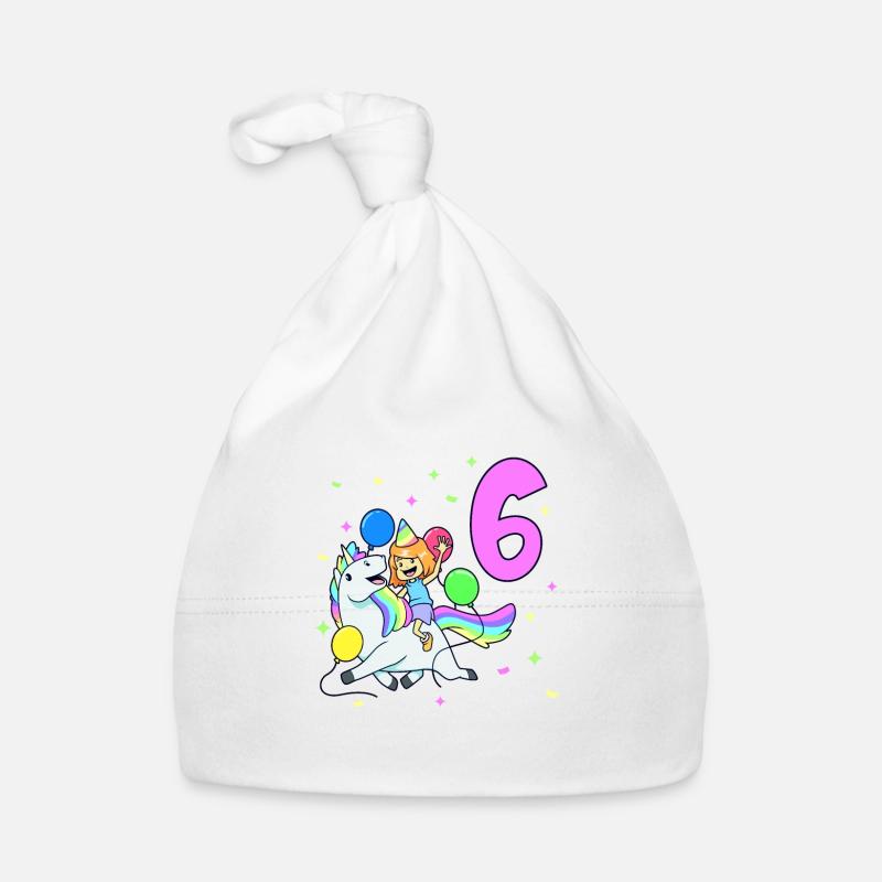 Mit Einhorn - Mädchen Geburtstag 6 Jahre Baby Bio-Mütze