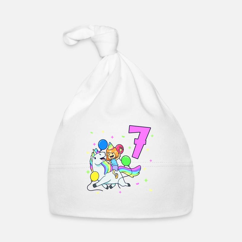 Avec licorne - Anniversaire de fille 7 ans Bonnet bio Bébé