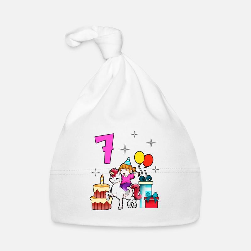 Avec licorne - Anniversaire de fille 7 ans Bonnet bio Bébé