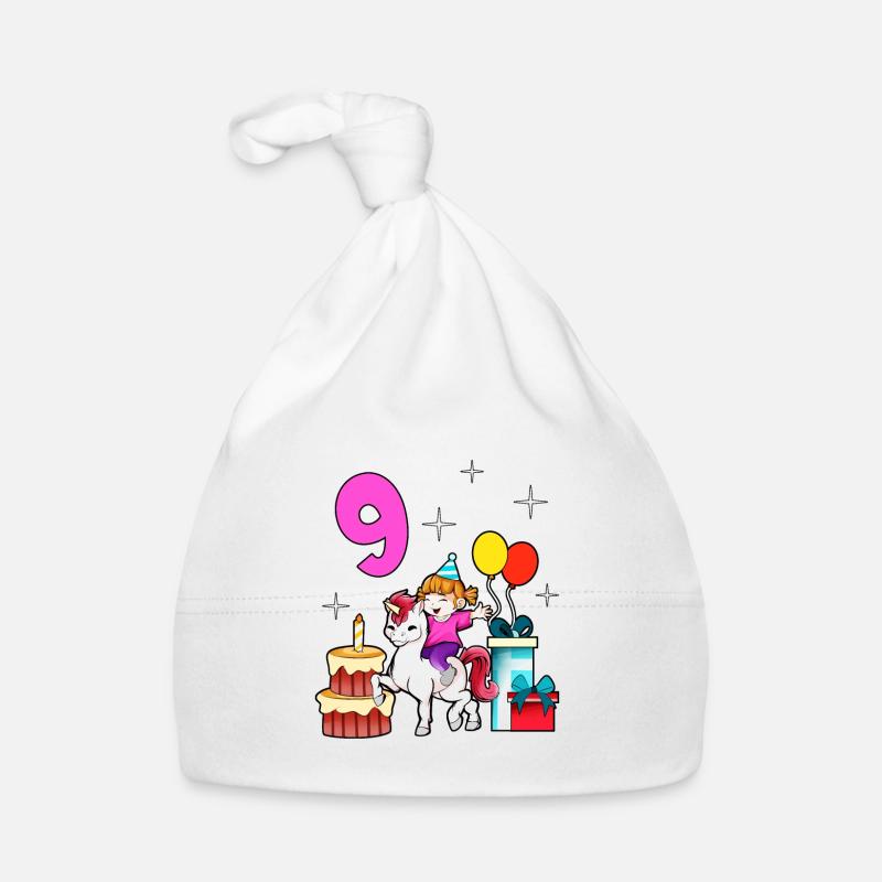 Mit Einhorn - Mädchen Geburtstag 9 Jahre Baby Bio-Mütze