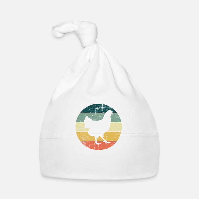 Huhn Hühner Hahn Bauer Retro Bauernhof Geschenk Baby Bio-Mütze