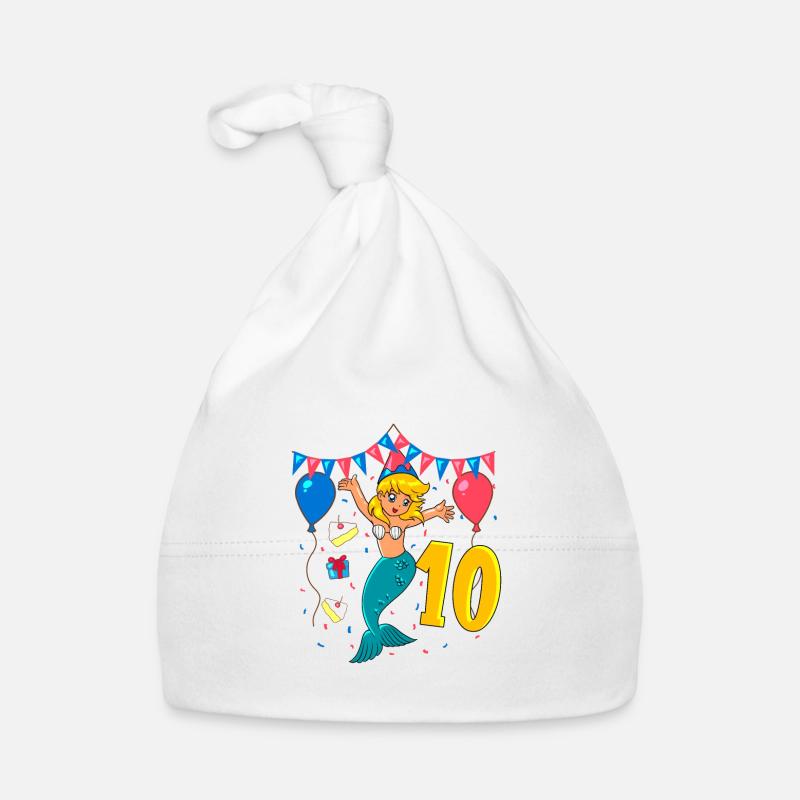 Mit Meerjungfrau - Mädchen Geburtstag 10 Jahre Baby Bio-Mütze