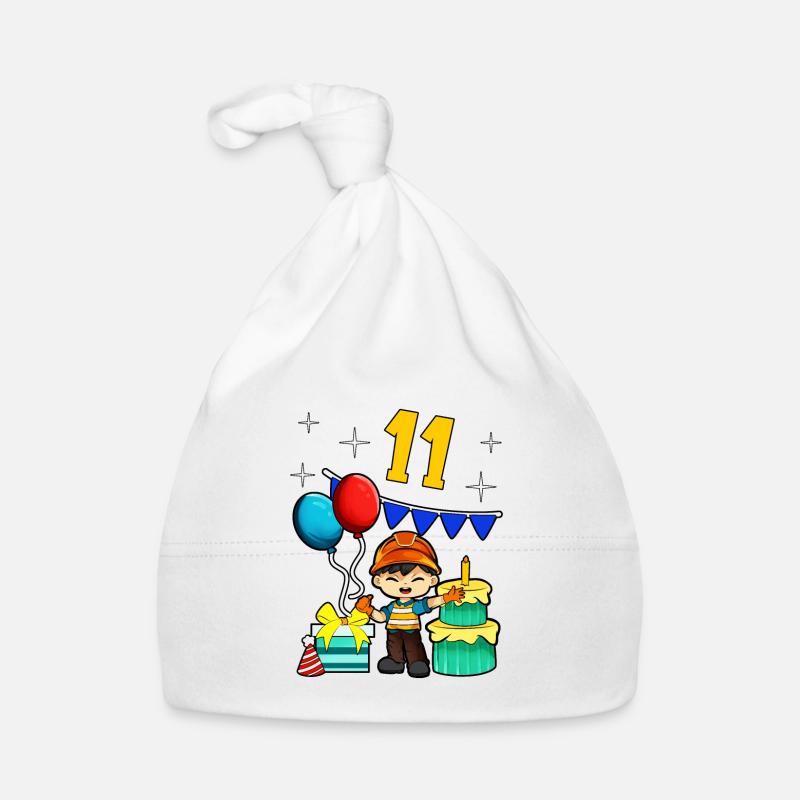 With construction worker - boys' birthday 11 years Organic Baby Cap