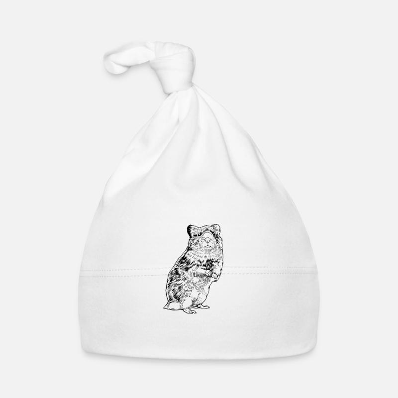 Line Drawing - Hamster Organic Baby Cap