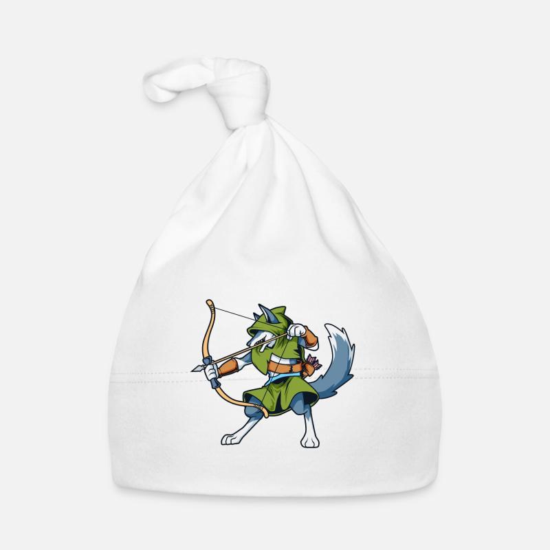 RPG Personnage - Ranger - Chasseur - Loup - Bonnet bio Bébé - blanc