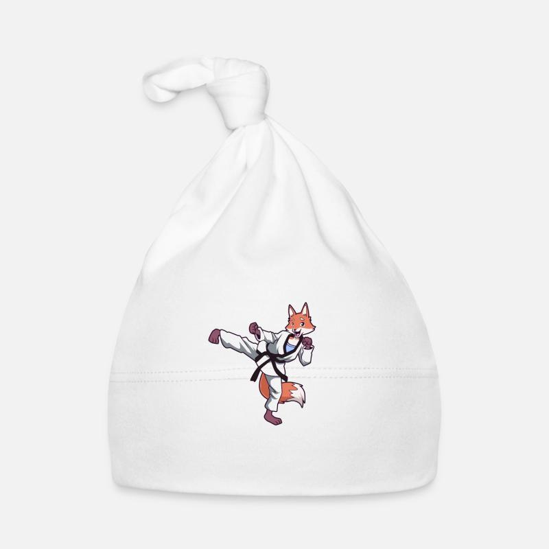 Cartoon Fox Doing Hapkido Organic Baby Cap