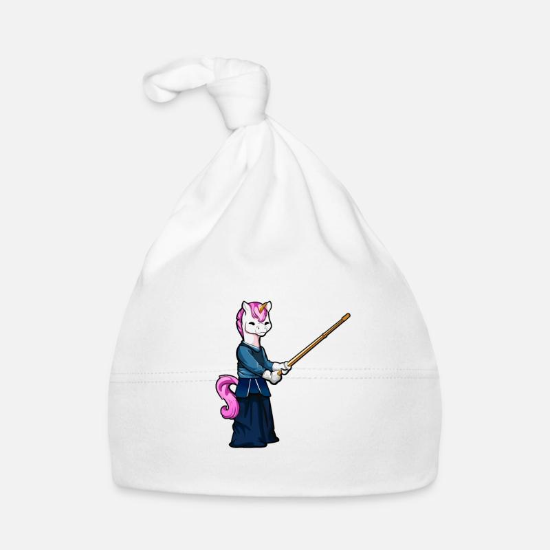 Licorne de dessin animé faisant du kendo Bonnet bio Bébé