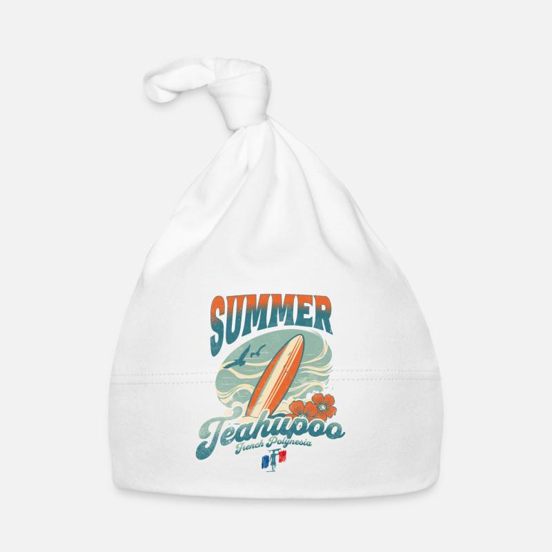 Summer Vibes 2024 Teahupoo - Bonnet bio Bébé - blanc