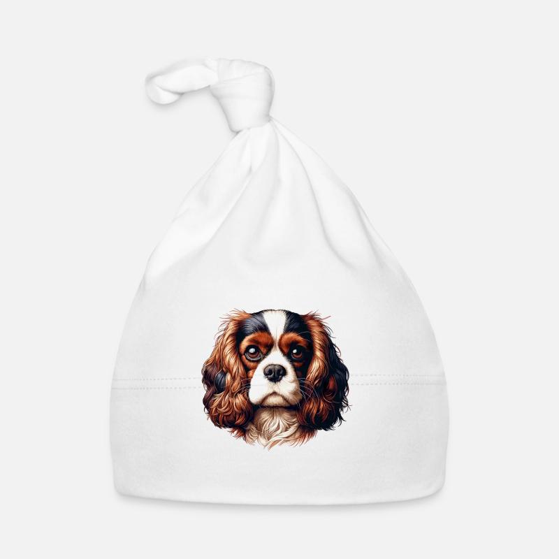 Tête de chien - Cavalier King Charles Spaniel Bonnet bio Bébé