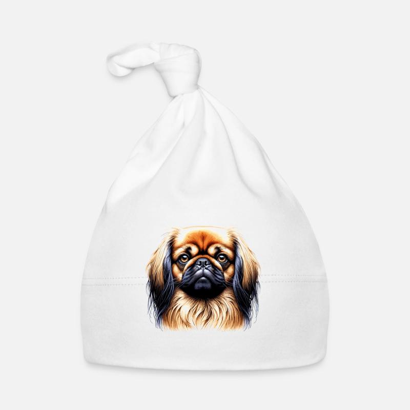 Visage de chien - Pékinois Bonnet bio Bébé
