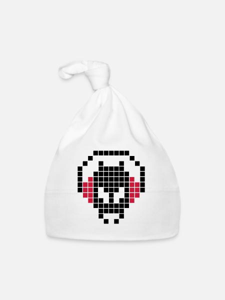 8 Bit Invader, Stereo Invader, Pixel Invader - Organic Baby Cap - white - Front