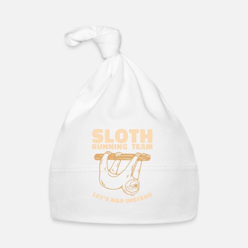 Sloth Running Team Let Us Enter Instead Organic Baby Cap