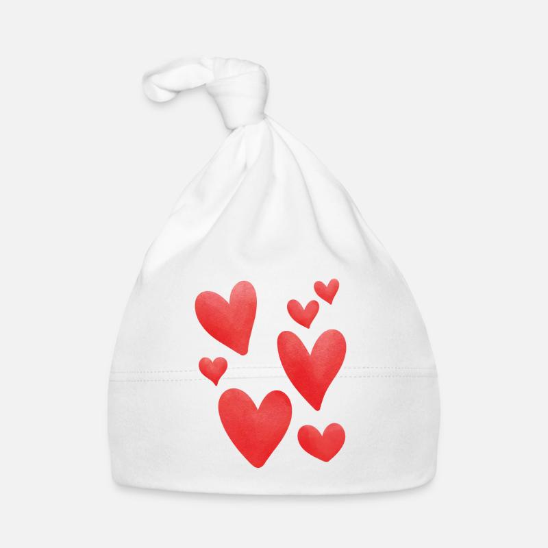 Hearts Red Organic Baby Cap