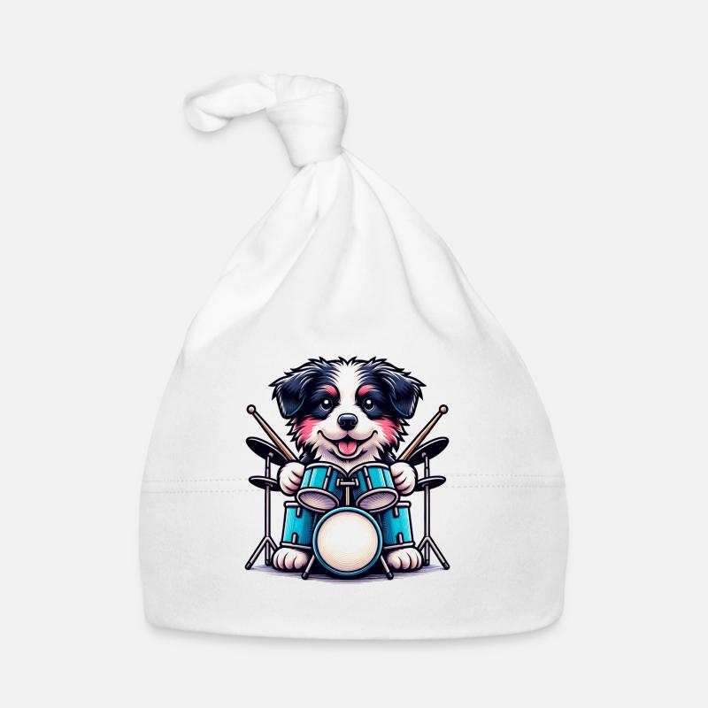 Cool Border Collie Drummer Puppy Organic Baby Cap