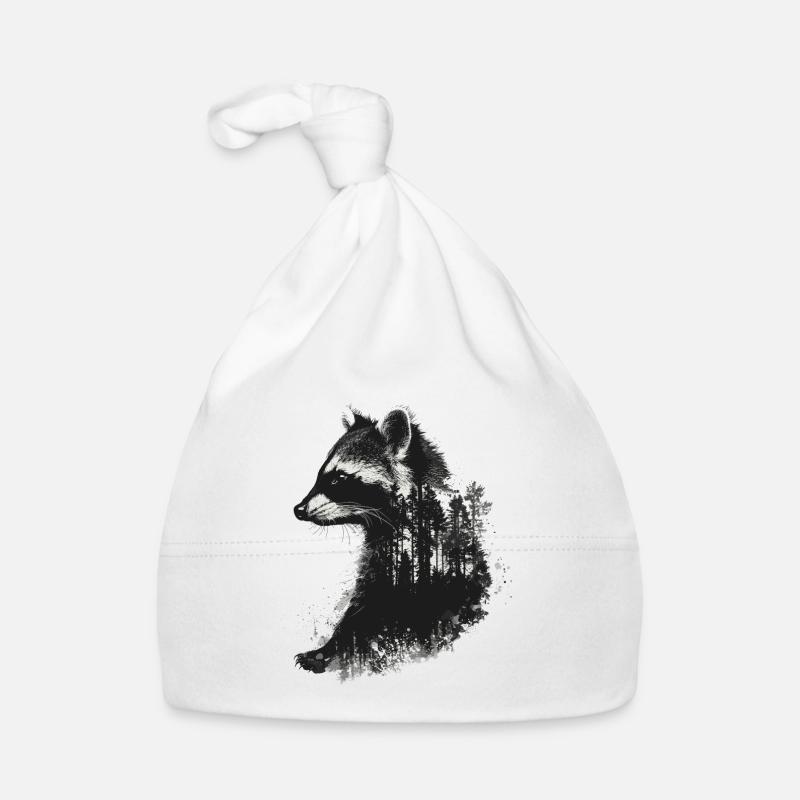Mignon raton laveur raton laveur nature bébé raton laveur forêt - Bonnet bio Bébé - blanc