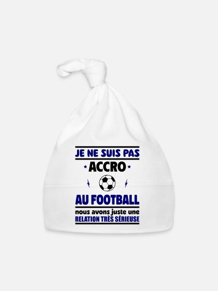 Je ne suis pas accro au football - Bonnet bio Bébé - blanc - Devant