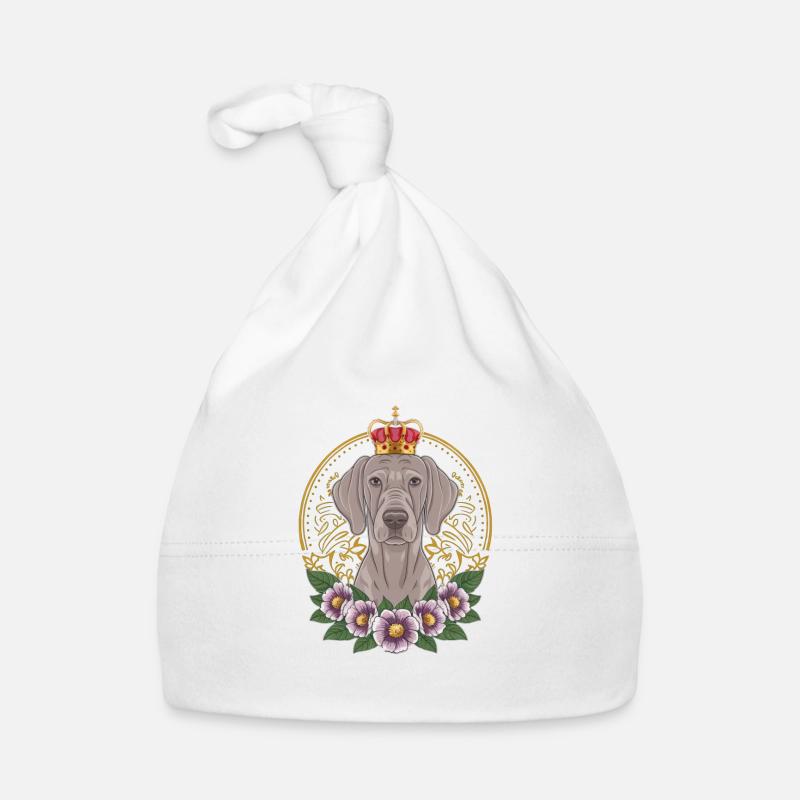 Weimaraner with crown and pretty flowers Organic Baby Cap