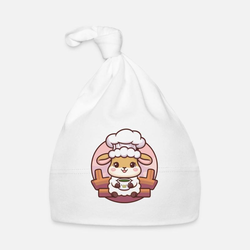 Kawaii sheep loves green tea Organic Baby Cap