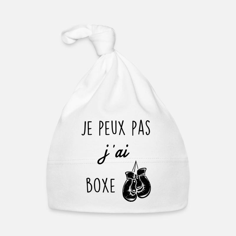 Je peux pas j ai boxe - Bonnet bio Bébé - blanc