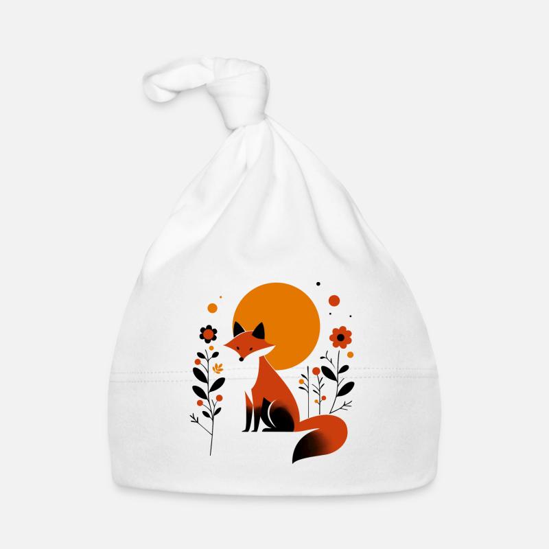 Retro Fox with Flowers Organic Baby Cap