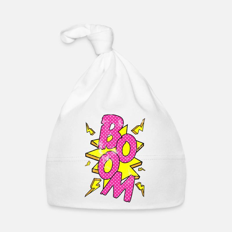 Pop Art / Comic: BOOM - Speech bubble, lightnings Organic Baby Cap