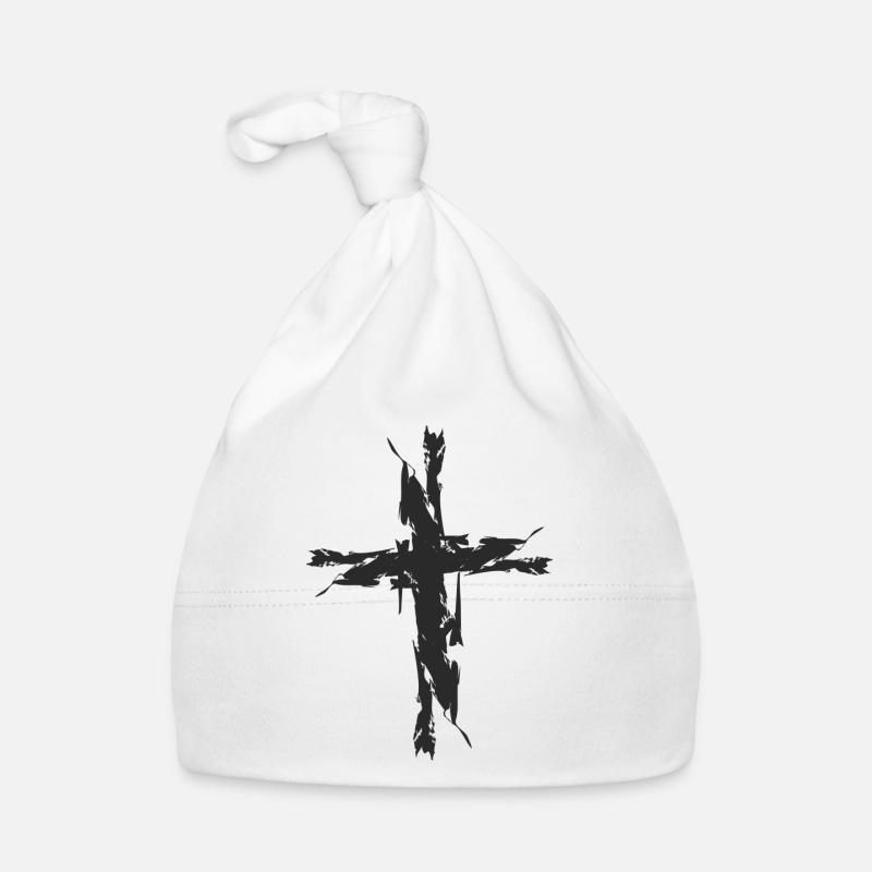 Kreuz 2 dick - Baby Bio-Mütze - Weiß