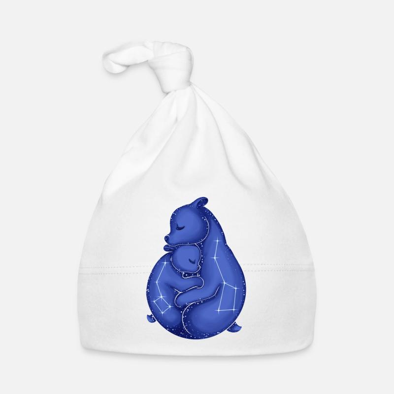 Constellation - petit ours et gros ours - Bonnet bio Bébé - blanc