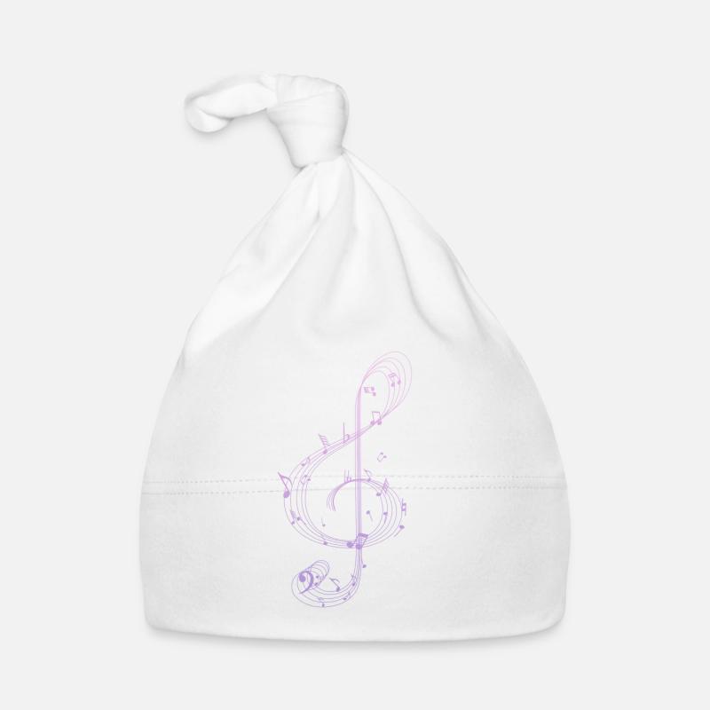 Music Note - Organic Baby Cap - white