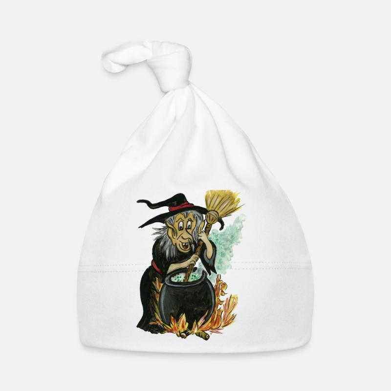 witch in cauldron - cauldron witch Organic Baby Cap