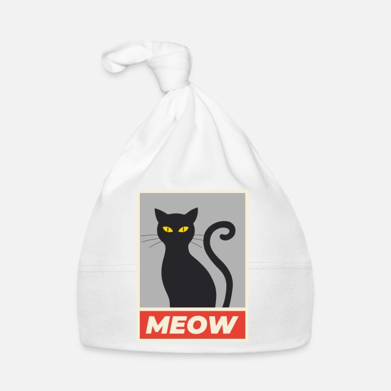 Chat miaou simple - Bonnet bio Bébé - blanc
