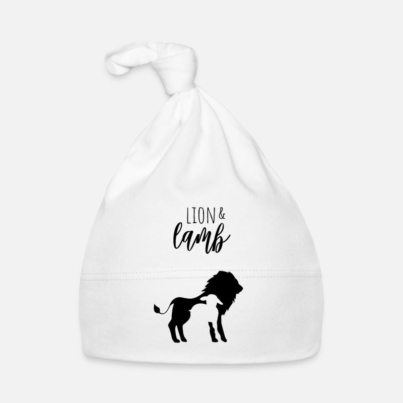 lion et l'agneau - Bonnet bio Bébé - blanc