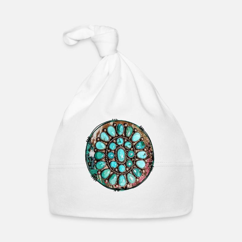 Turquoise Western Gem Stone Organic Baby Cap