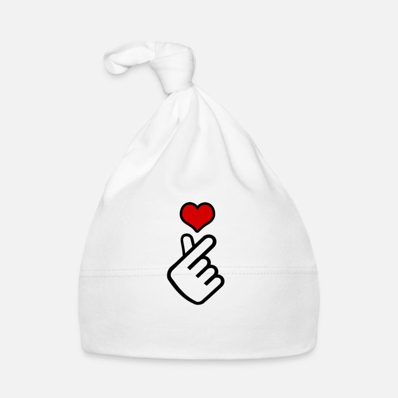 Coeur coréen de doigt - Bonnet bio Bébé - blanc